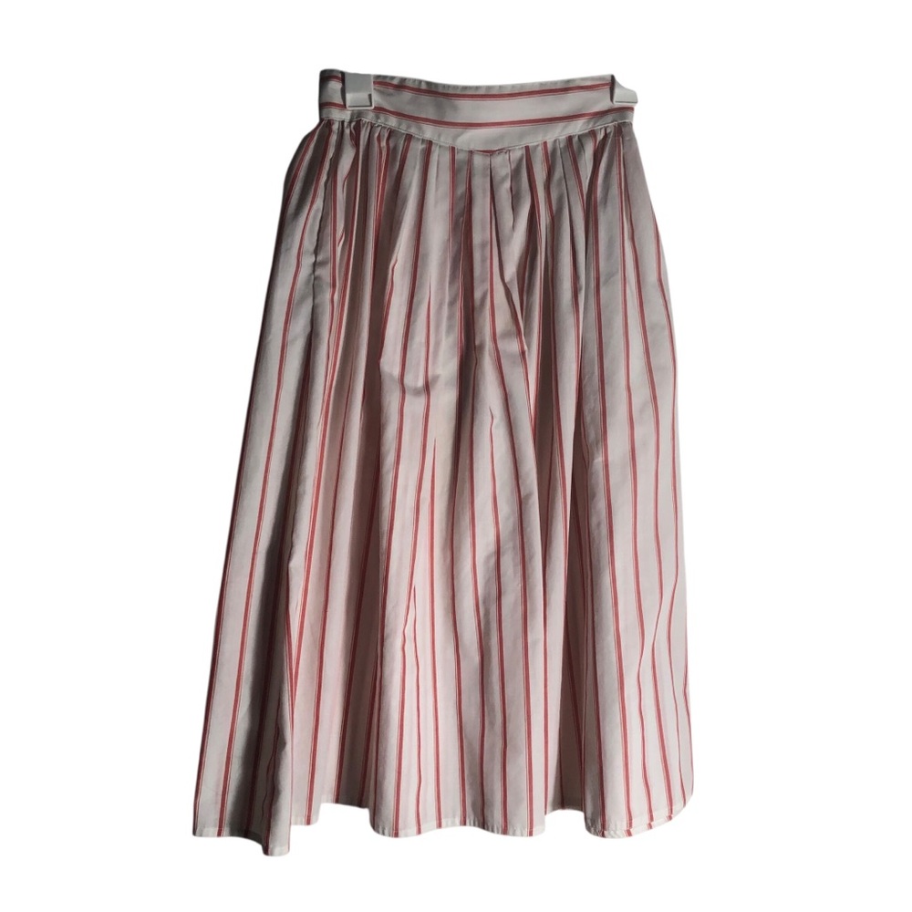 Vintage Sandra Ingrish striped red/white mid skirt Sz Medium